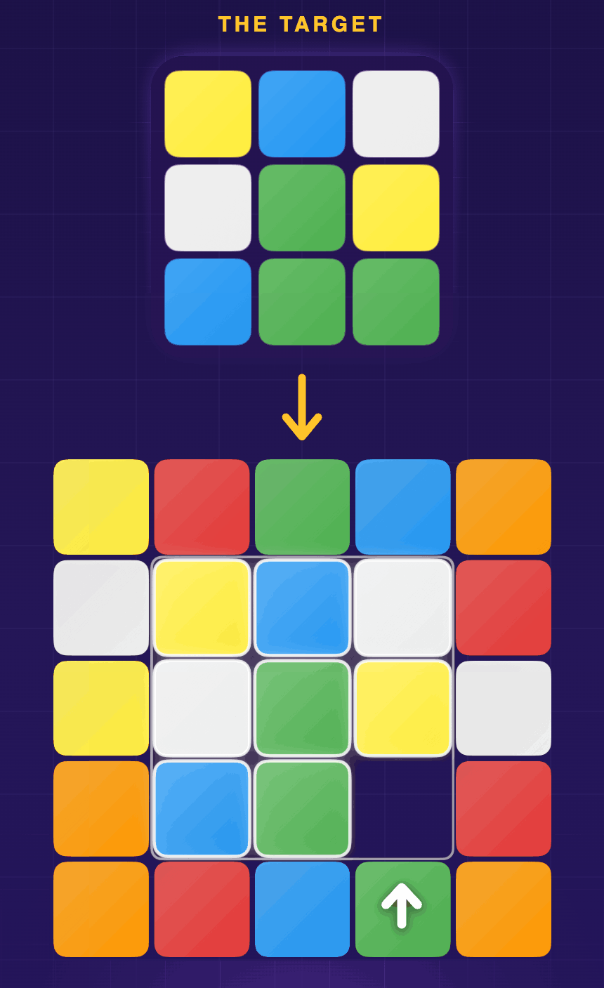 Match the target pattern by sliding tiles on the board